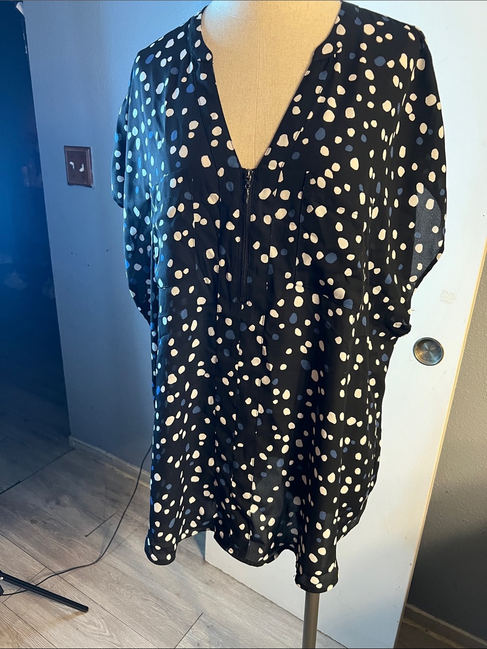 torrid Black and White Polka Dot Blouse